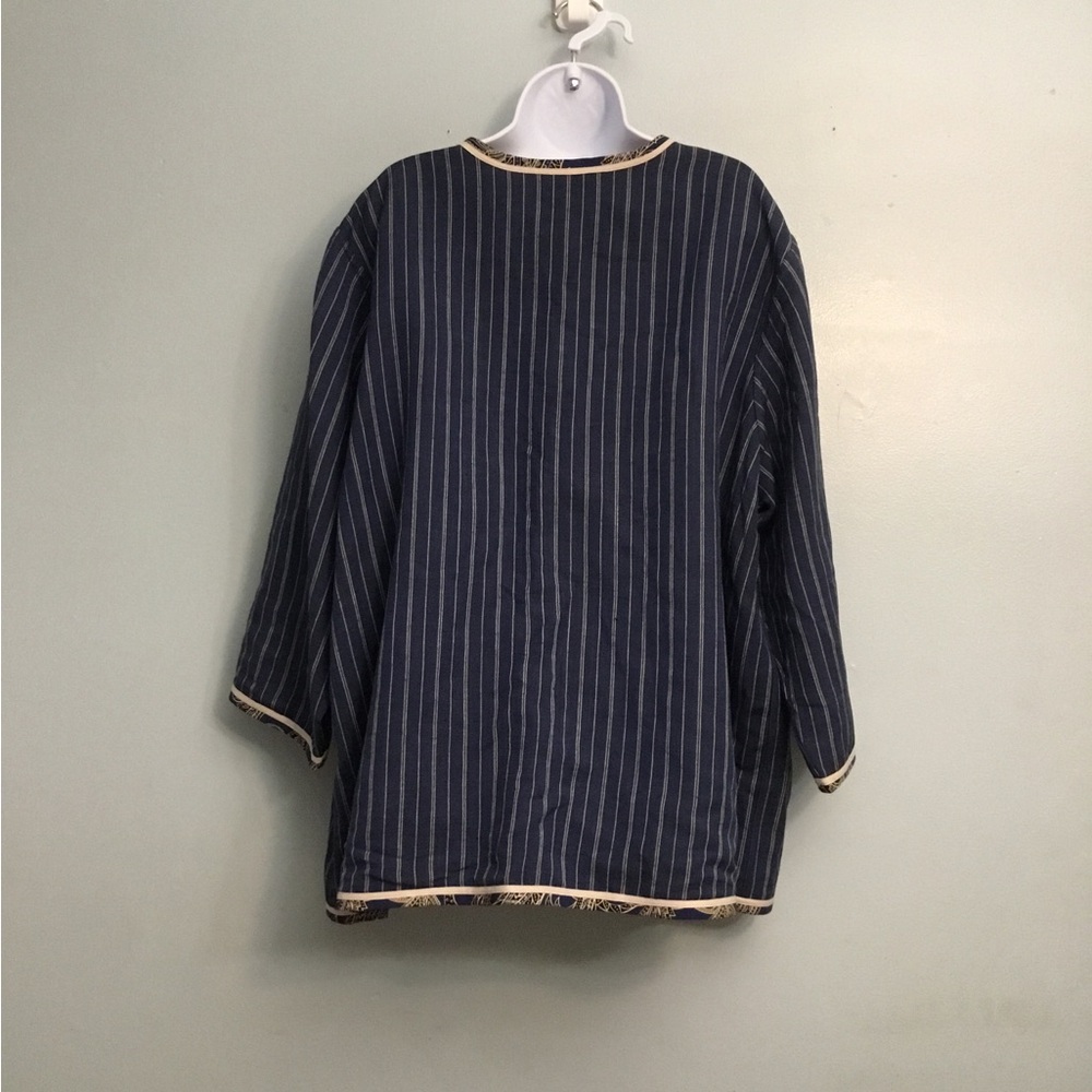 Navy Striped Jacket with Gold Accents - Picture 3 of 14